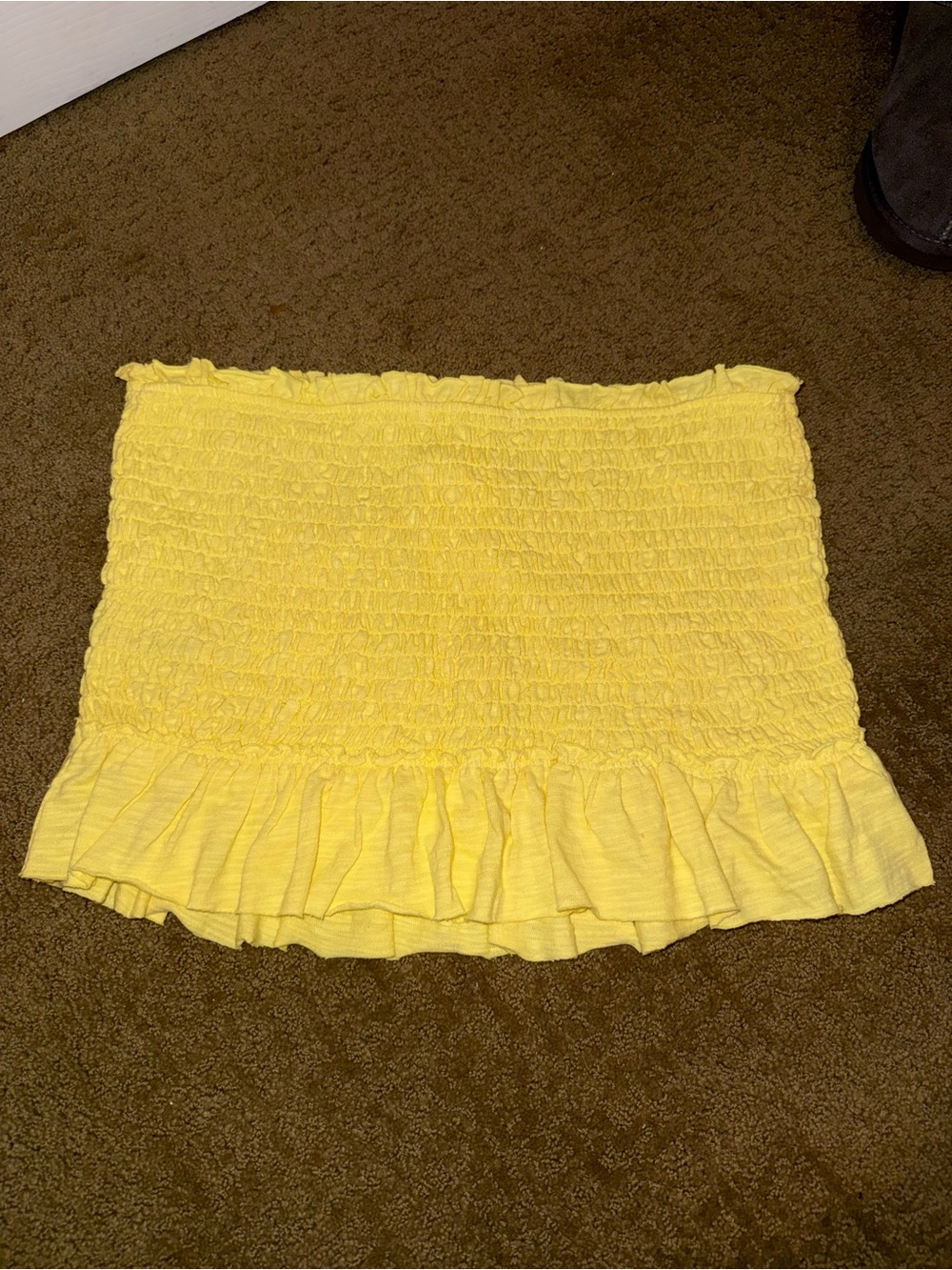 Yellow Smocked Ruffle Tube Top - Picture 2 of 3